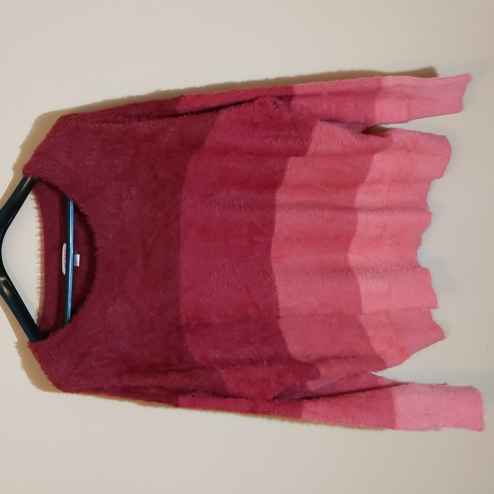 Joe Fresh| Red Toned Multicolored Eyelash Knit Striped Sweater